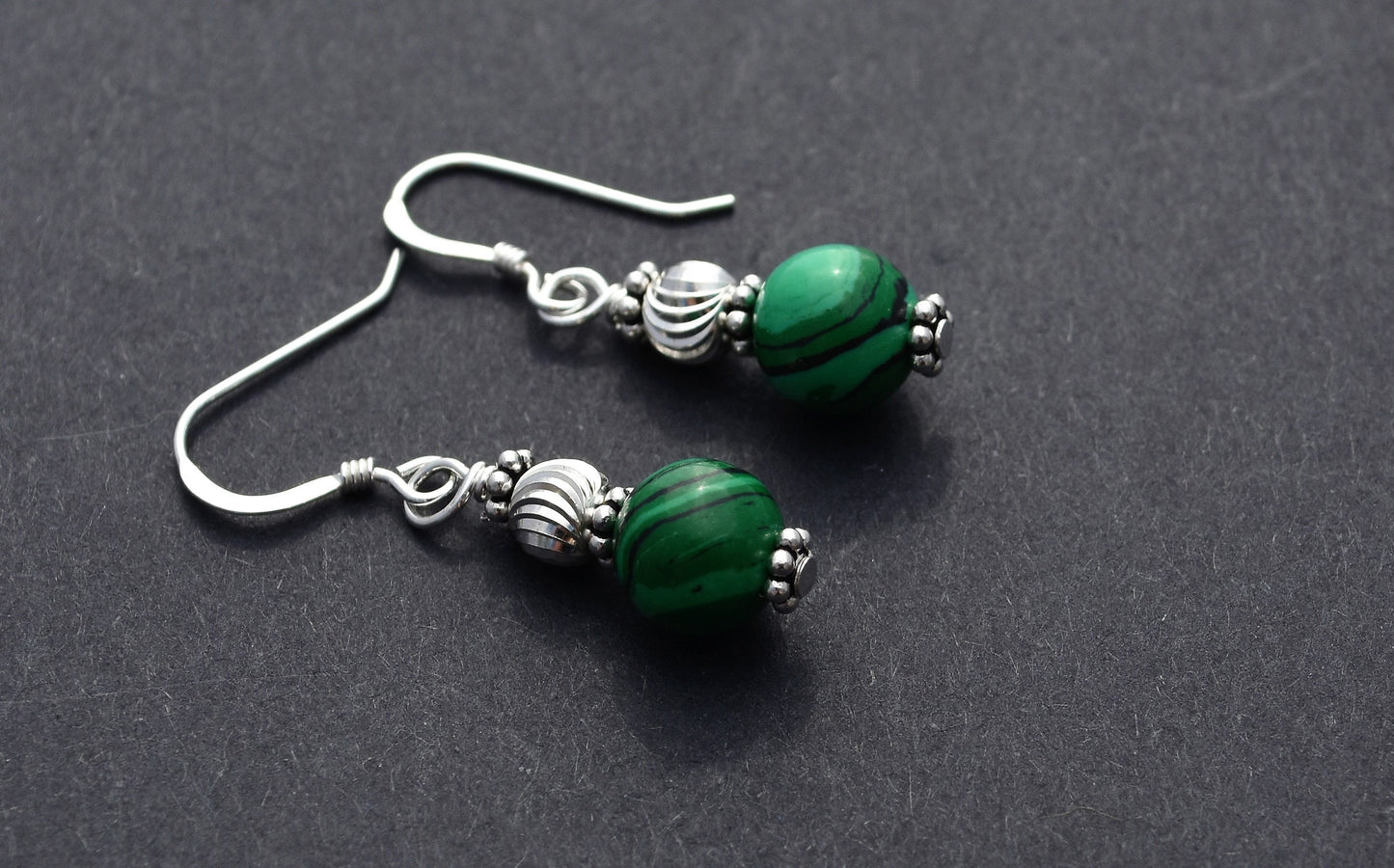 Malachite Sterling Silver Dangle Earrings