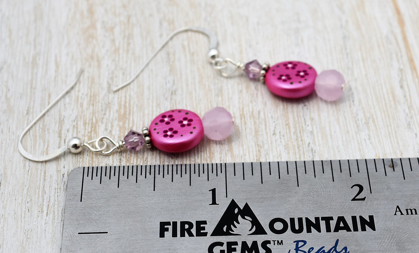 Hand painted Pink Flower Earrings