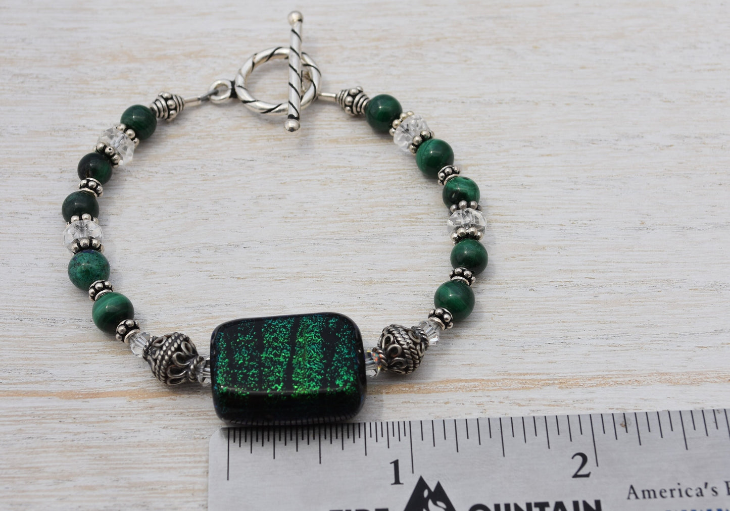 Dichroic Glass and Malachite Bracelet