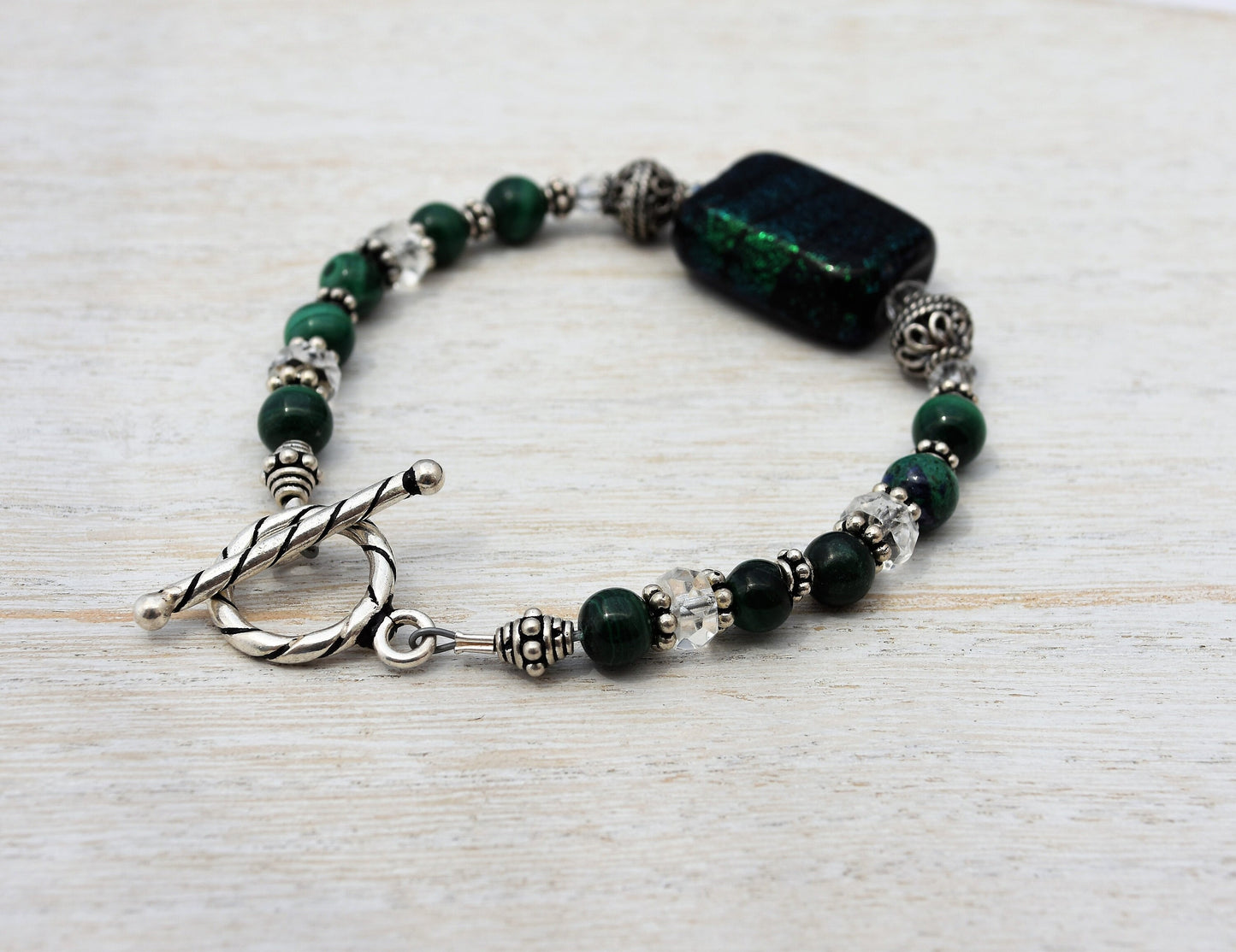 Dichroic Glass and Malachite Bracelet