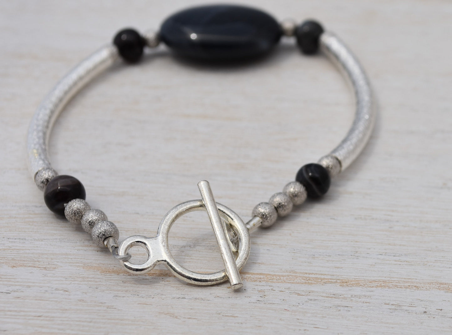 Black Agate Bangle Bracelet
