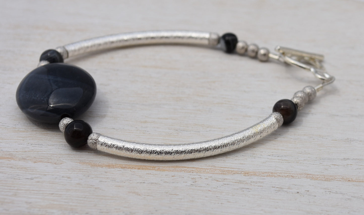 Black Agate Bangle Bracelet