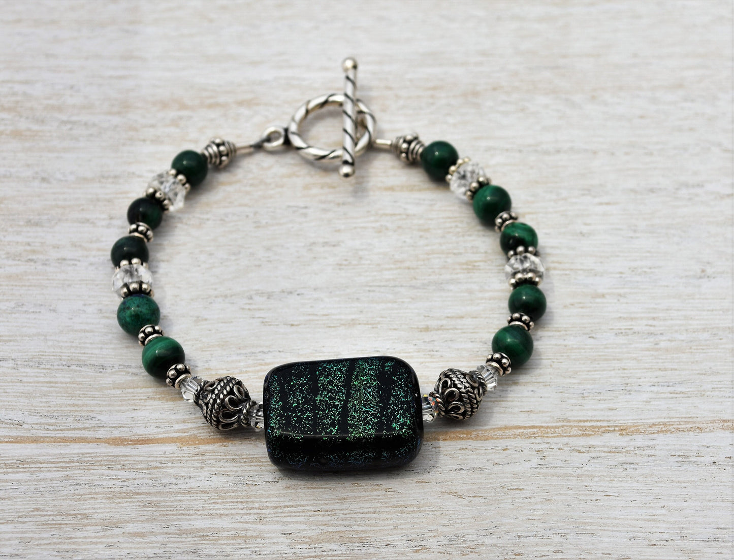 Dichroic Glass and Malachite Bracelet