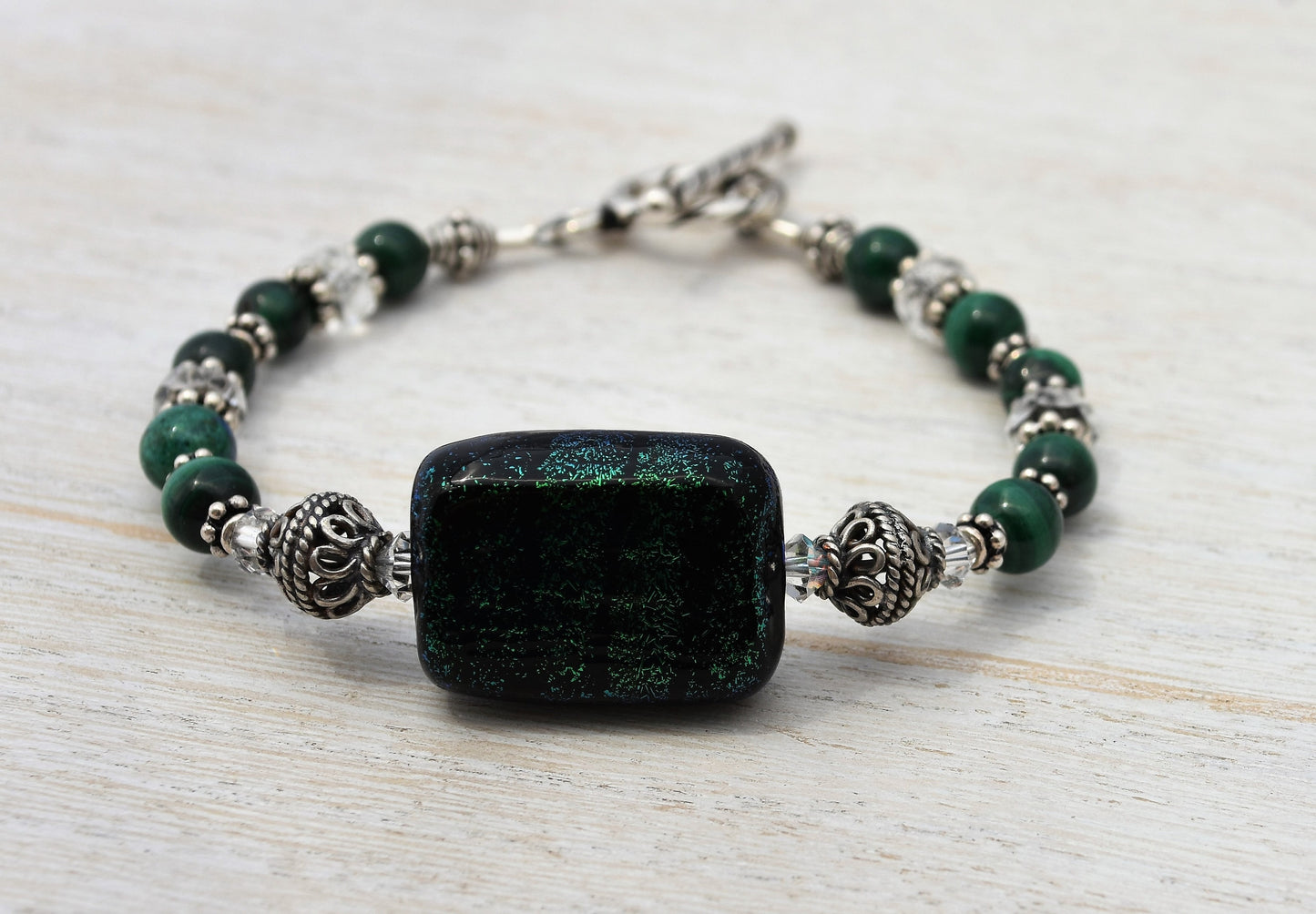 Dichroic Glass and Malachite Bracelet