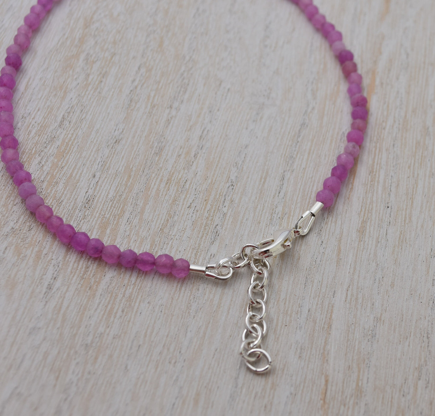 Pink Agate Bead Rose Ankle Bracelet