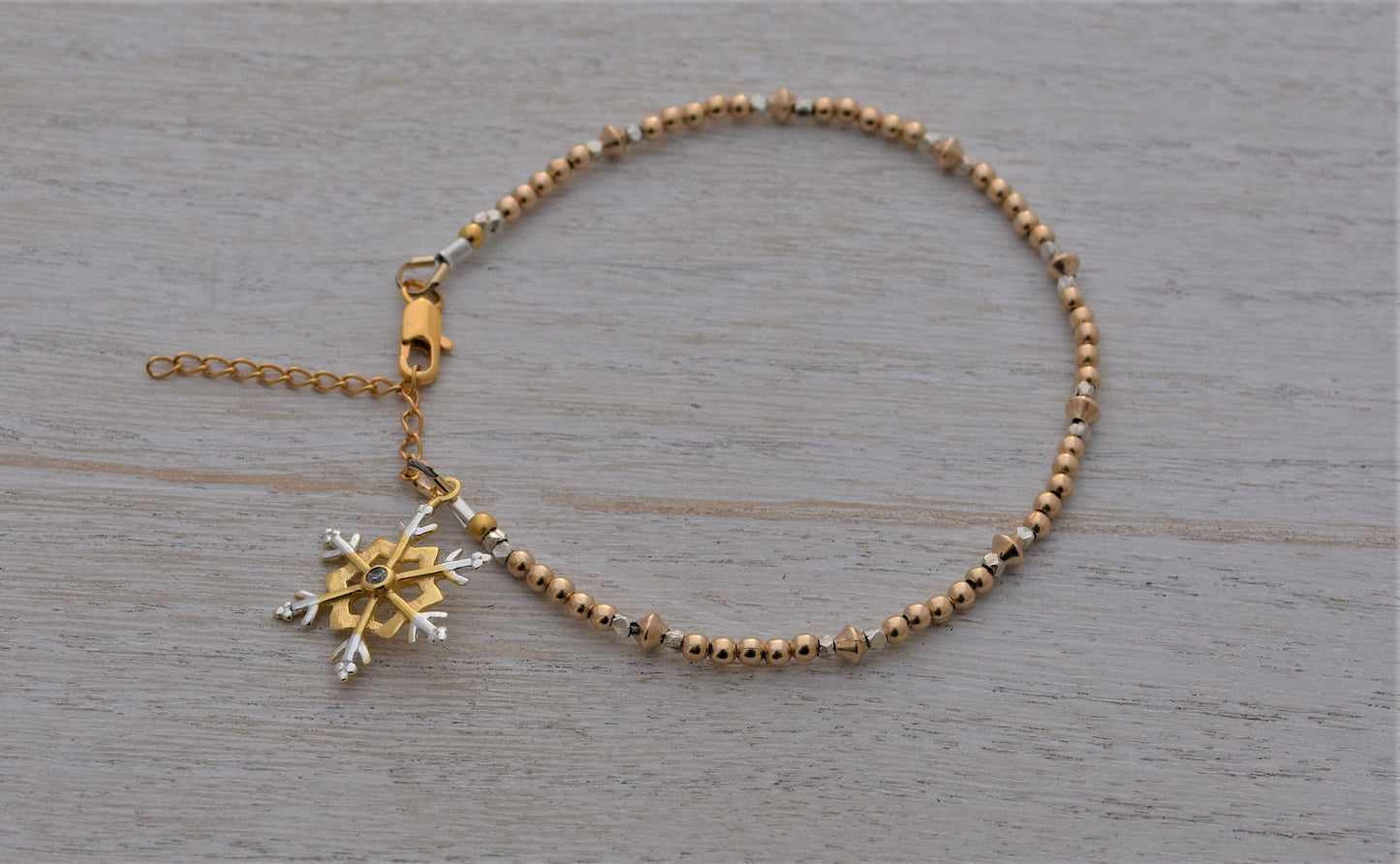 Gold and Silver Snowflake Bracelet