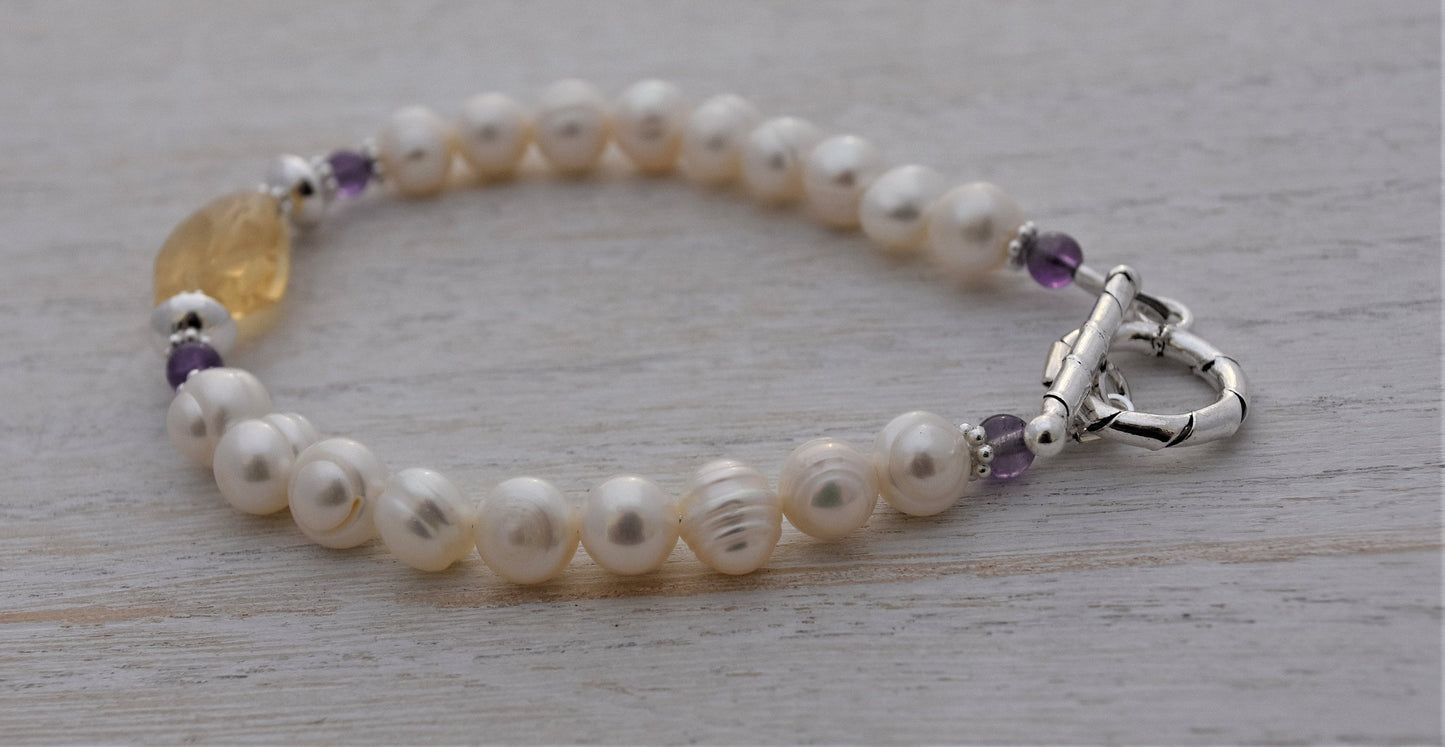 Citrine Pearl Bracelet