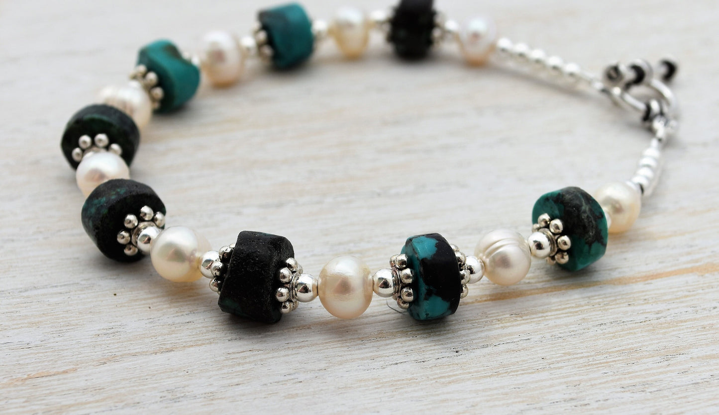 Turquoise and Pearl Bracelet