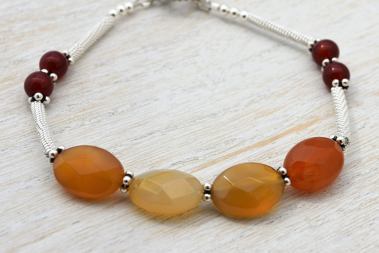Carnelian and Sterling Silver Bracelet
