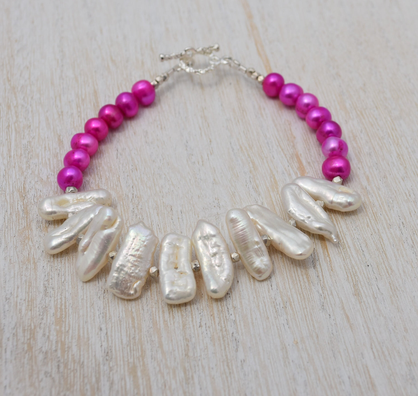 Pink Stick Pearl Bracelet