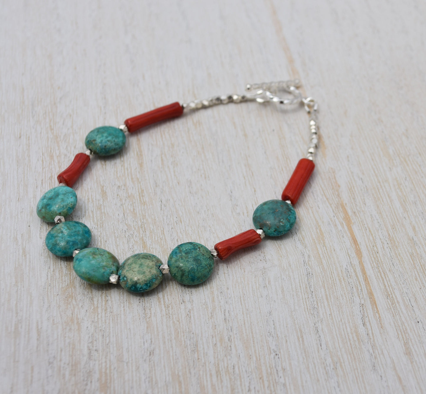 Turquoise and Coral Southwestern Bracelet