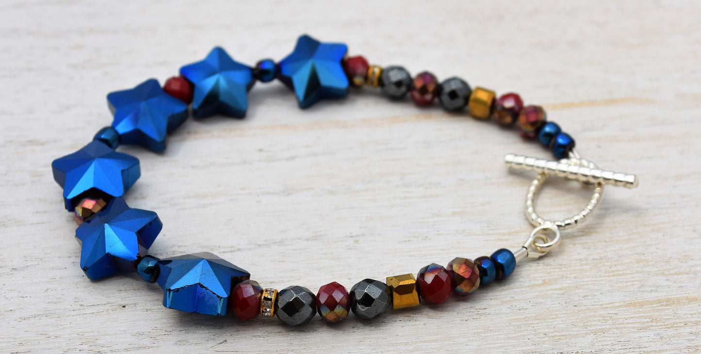Red White and Blue Stars Bracelet