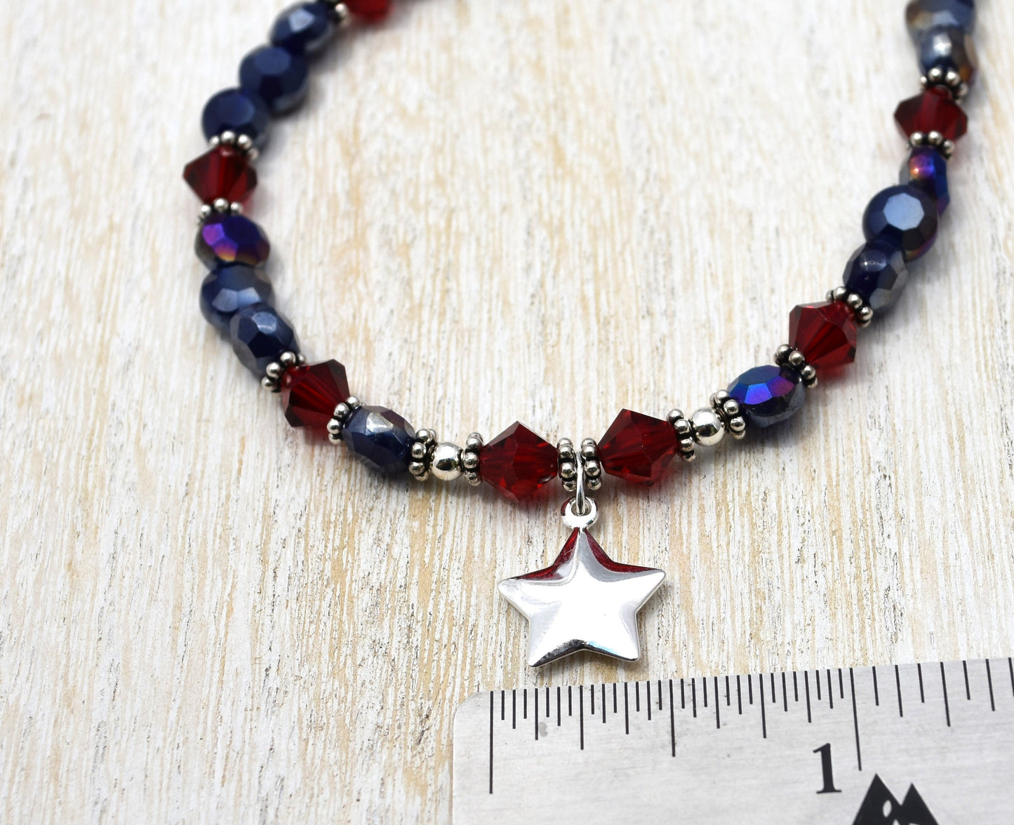4th of July Star Ankle Bracelet, Adjustable to 11"