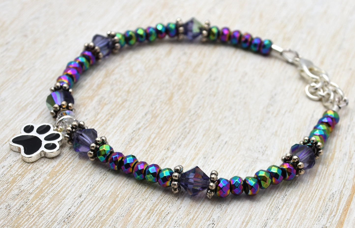Dog Paw Colorful Gemstone Bracelet
