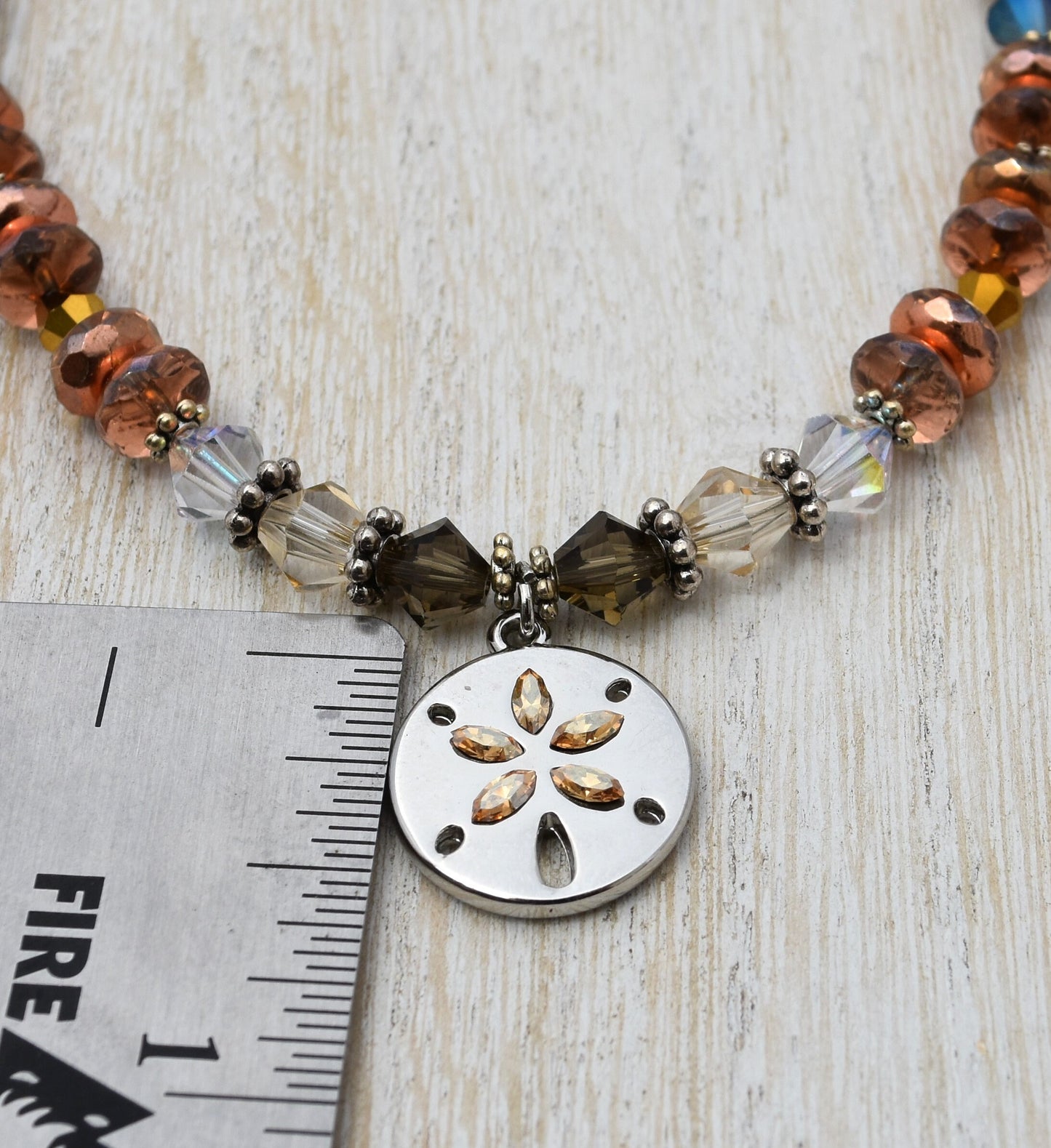 Adjustable Sand Dollar and Crystal Ankle Bracelet