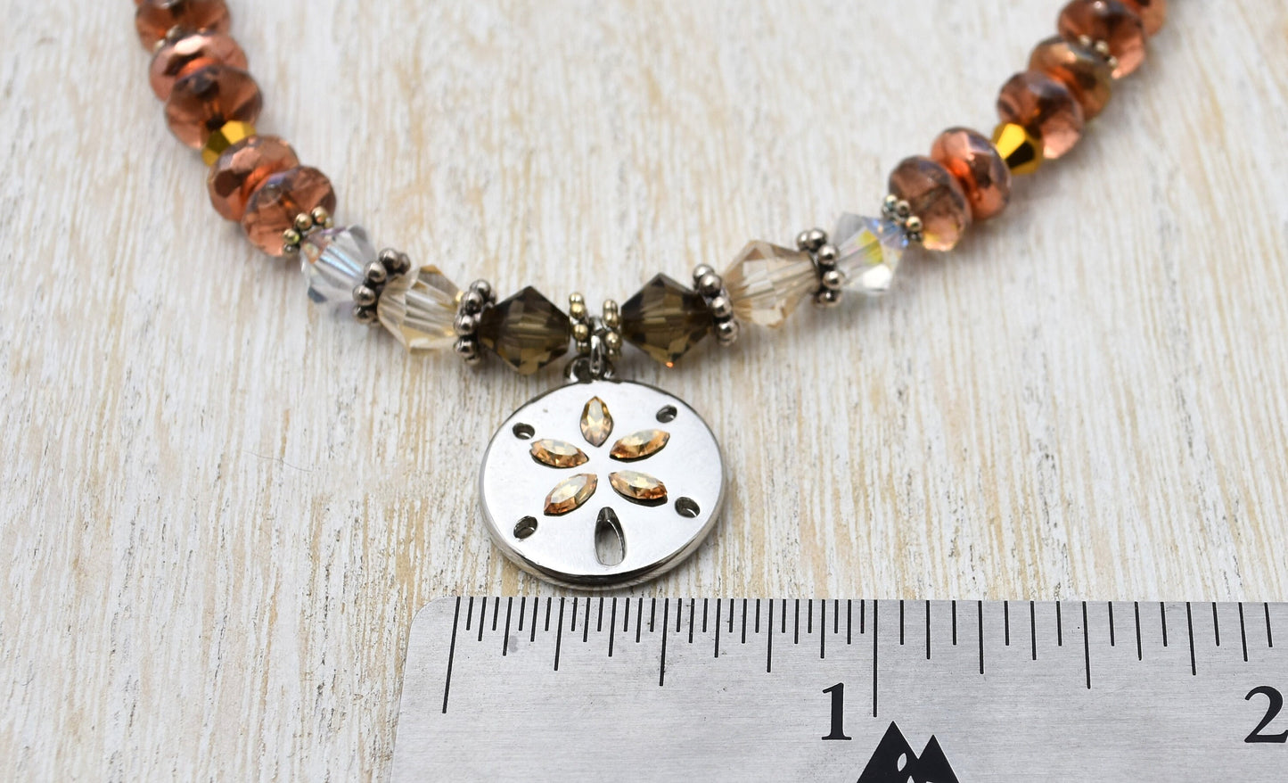 Adjustable Sand Dollar and Crystal Ankle Bracelet