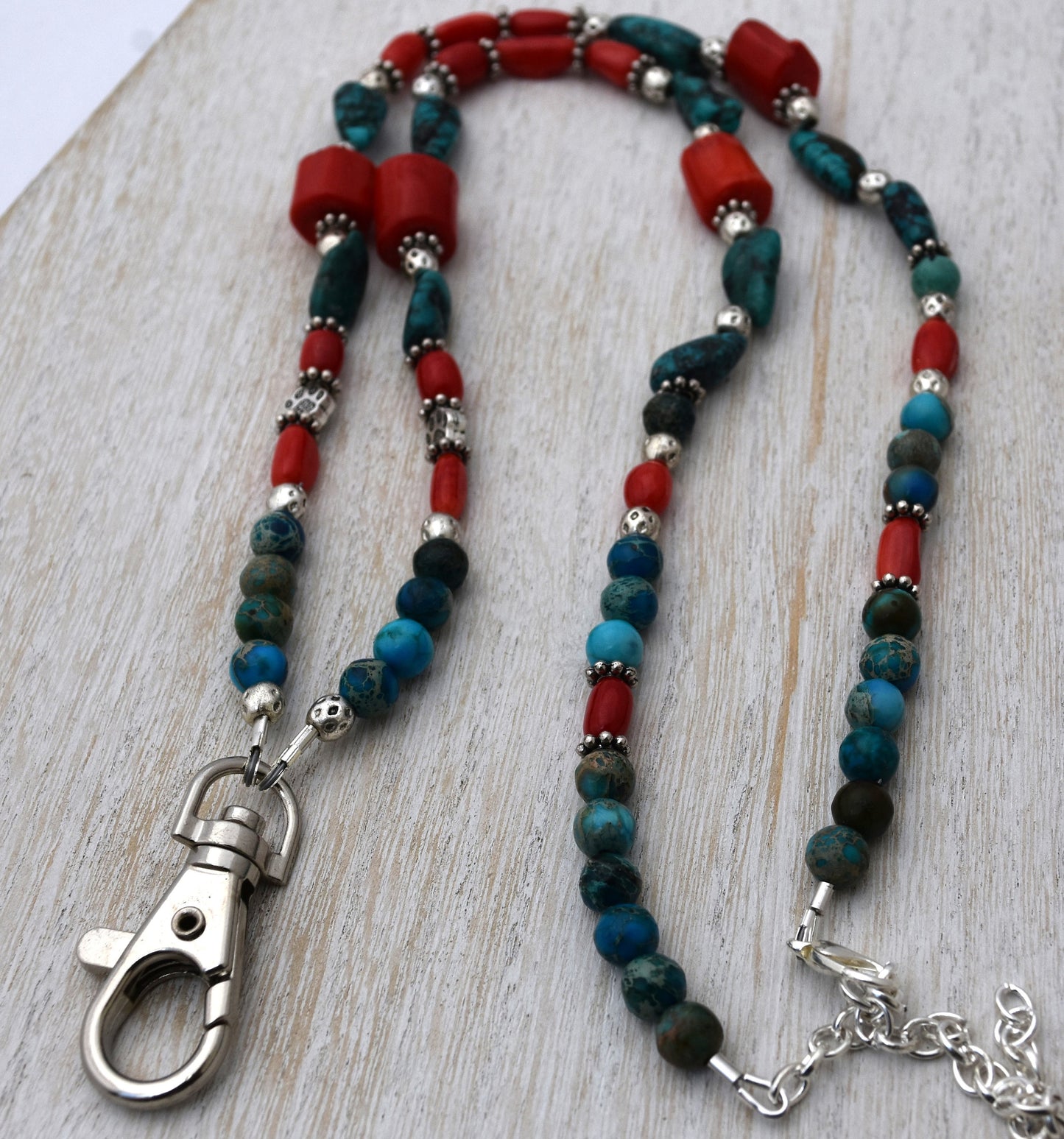 Turquoise and Coral Herding Whistle Lanyard