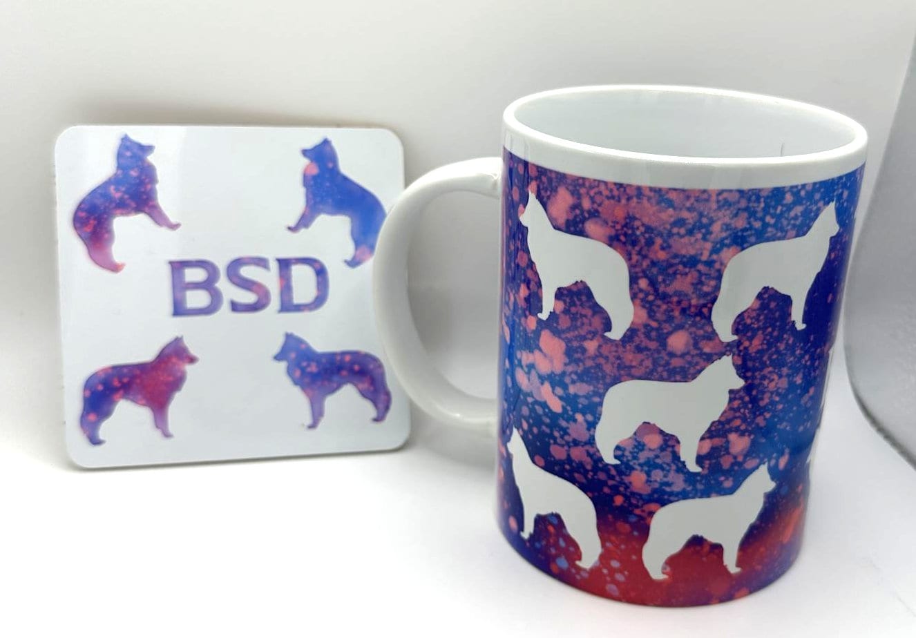 Belgian Sheepdog Mug and Coaster, BSD, Groenendael Cup, 15oz
