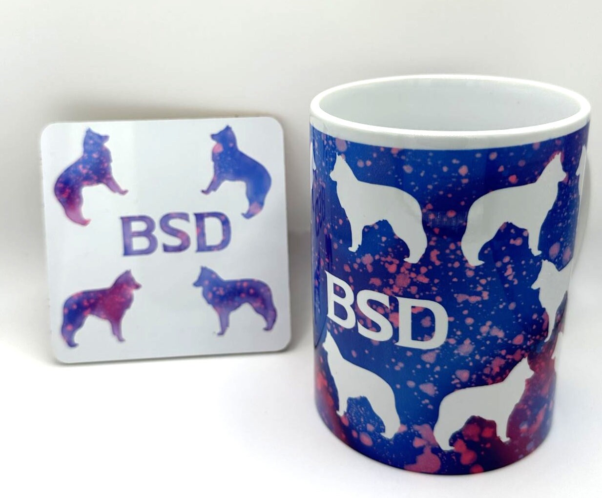 Belgian Sheepdog Mug and Coaster, BSD, Groenendael Cup, 15oz