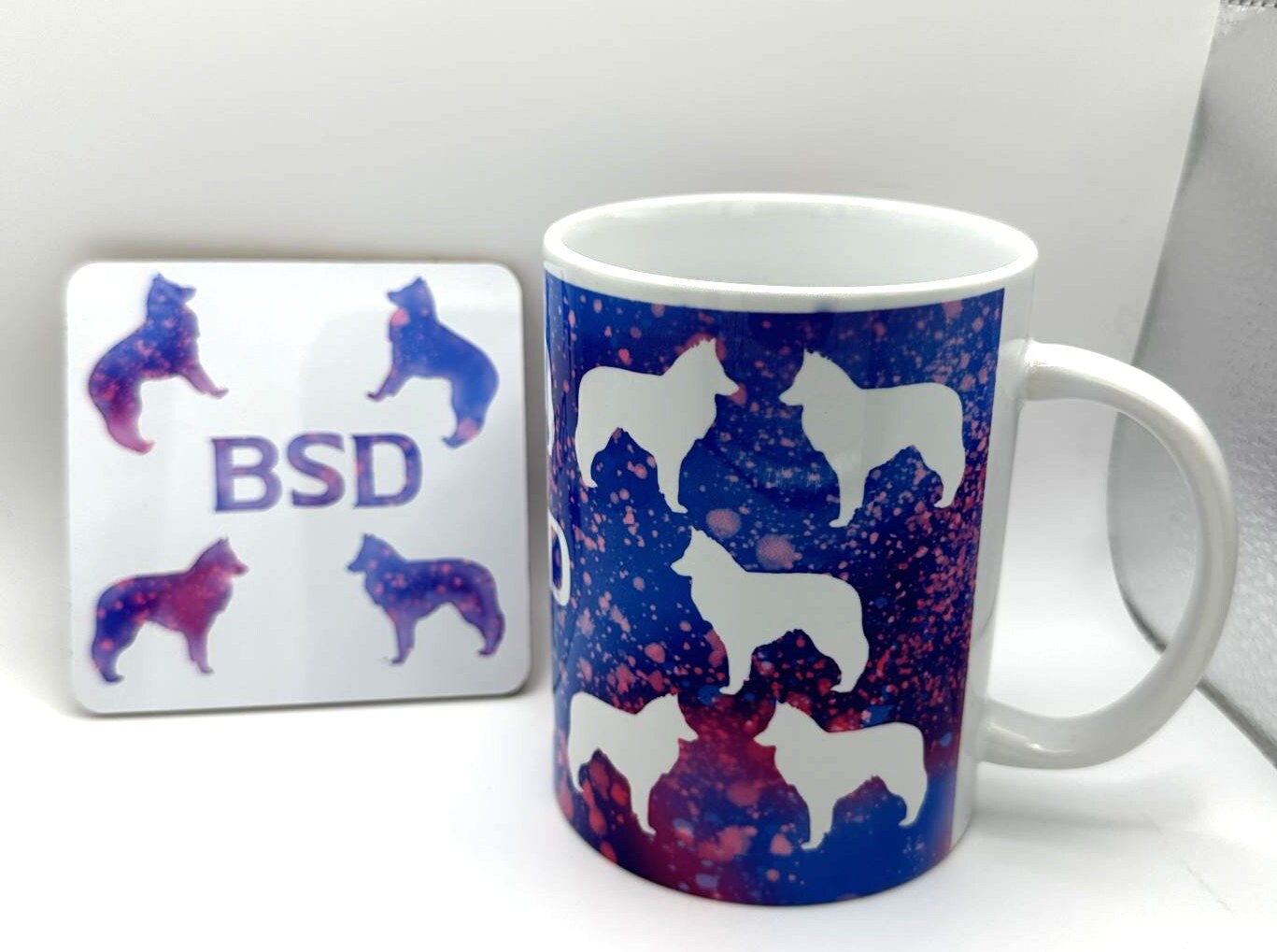 Belgian Sheepdog Mug and Coaster, BSD, Groenendael Cup, 15oz