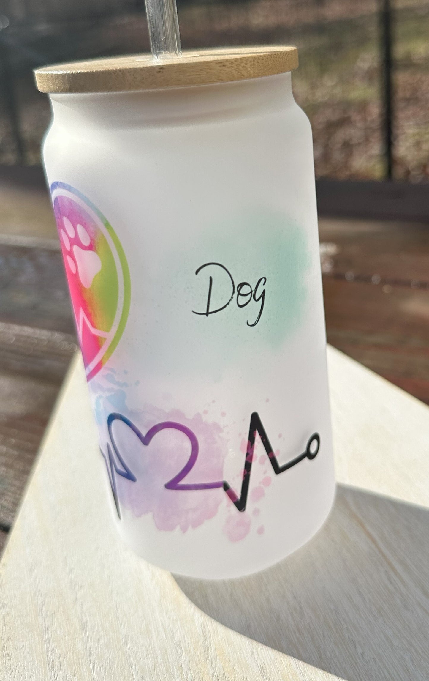 Heart Dog Frosted Beer Can Mug, 18oz Iced Coffee Cup