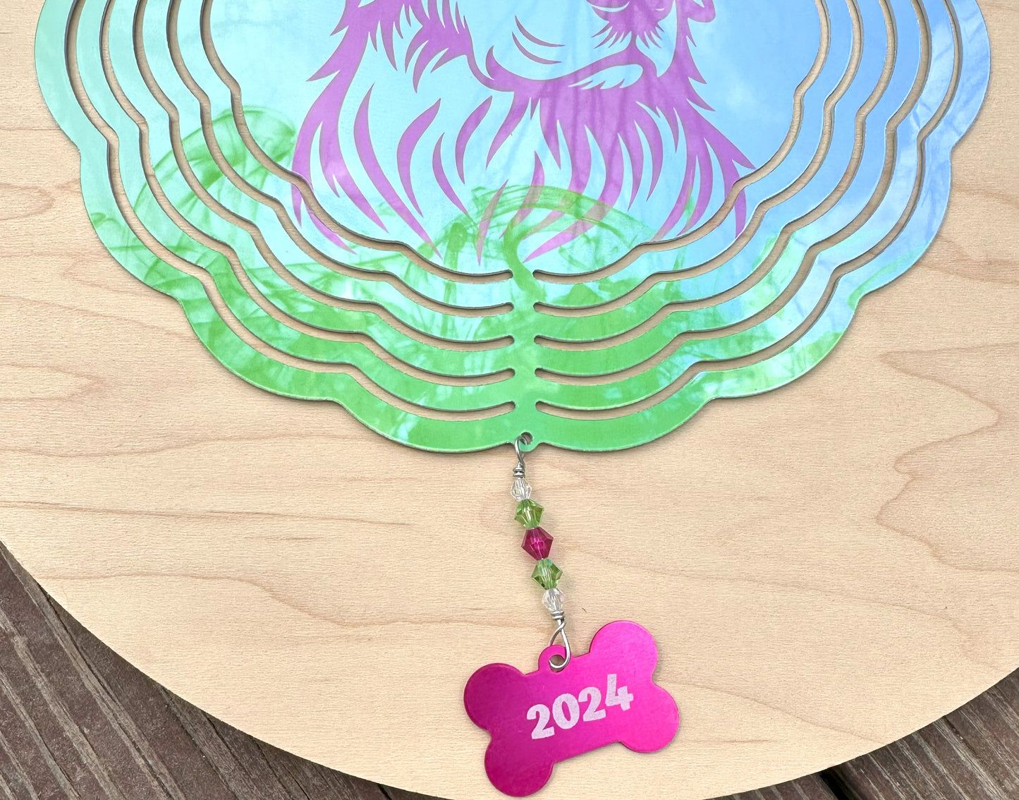 Personalized Dog Head Aluminum Wind Spinner, Golden Retriever, Belgian Sheepdog, Great Dane
