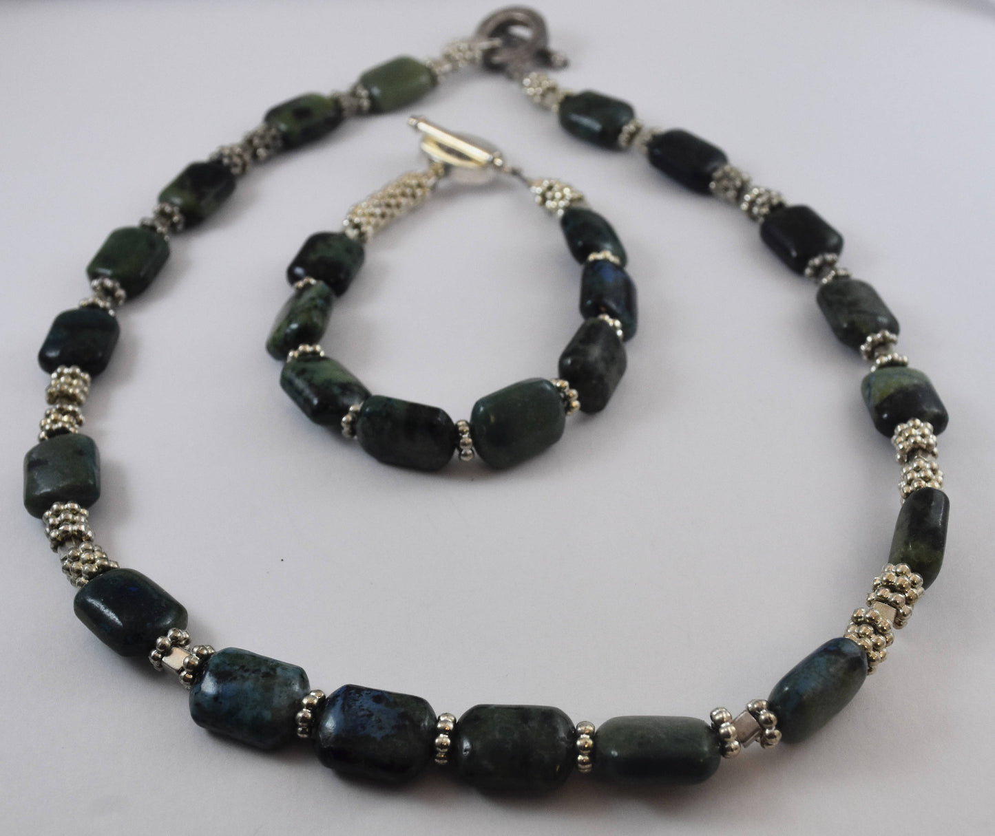 Chrysocolla Jewelry Set, Necklace and Bracelet, Mother's Day Gift