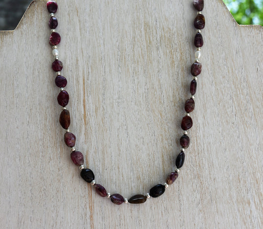 Tourmaline Necklace and Earring Set, Sterling Silver, Gift Set