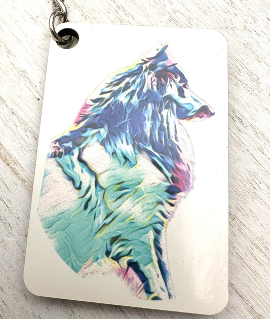 Belgian Sheepdog Keychain, Double Sided Groenendael Silhouette