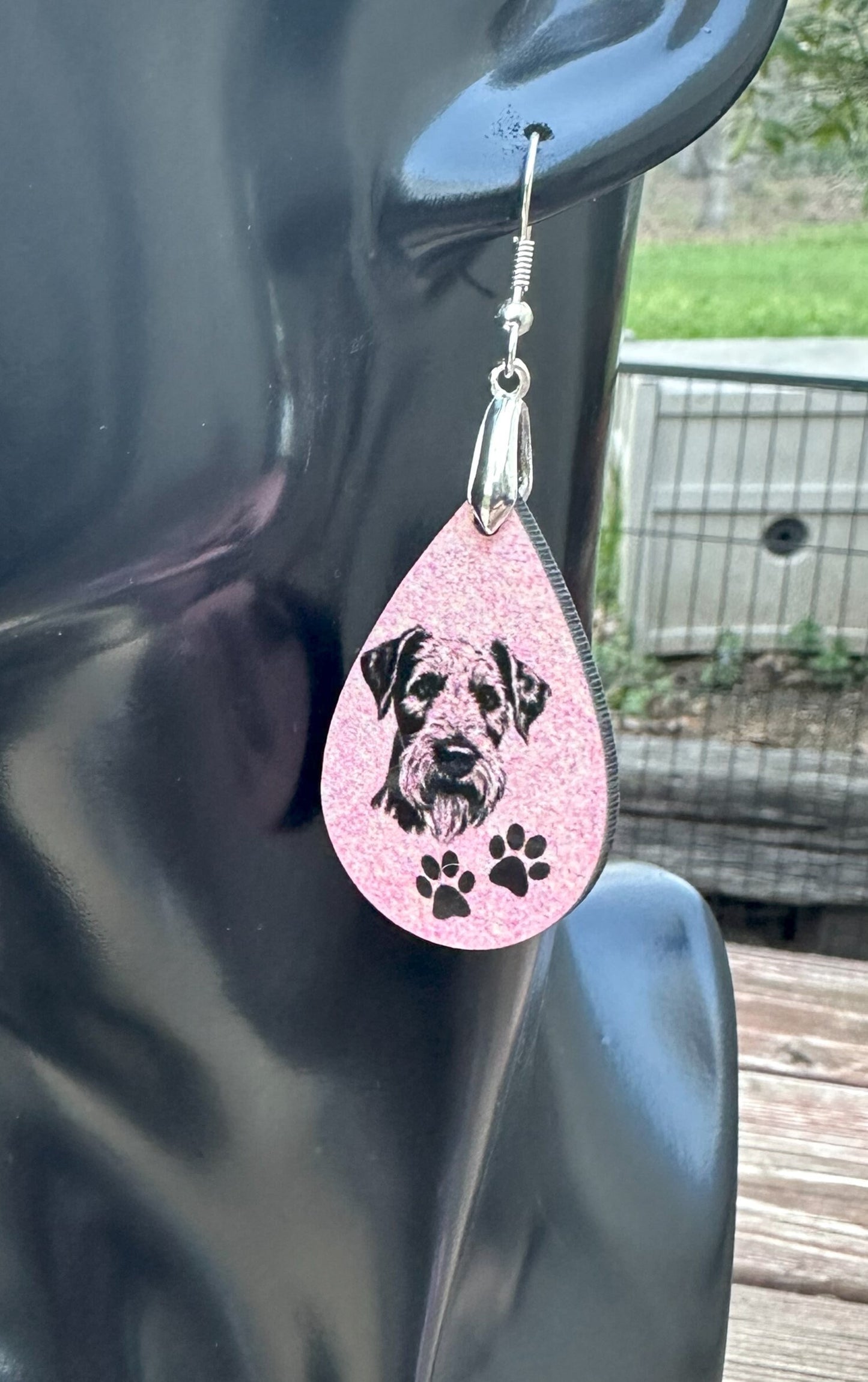 Airedale Terrier Dog Breed Earrings, Silver Plated Ear Wires