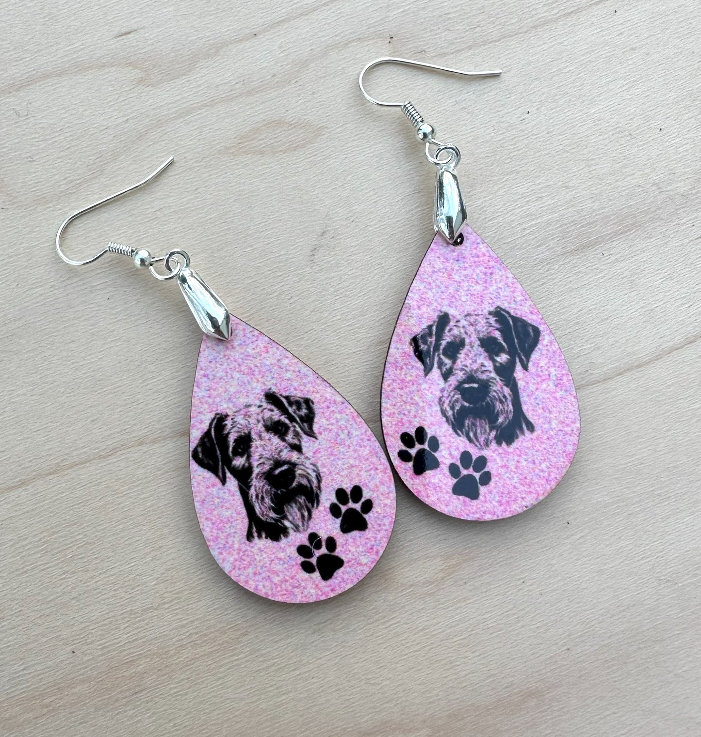Airedale Terrier Dog Breed Earrings, Silver Plated Ear Wires