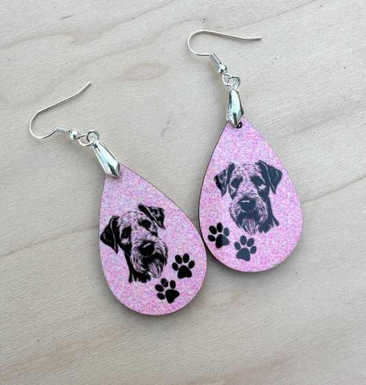 Airedale Terrier Dog Breed Earrings, Silver Plated Ear Wires