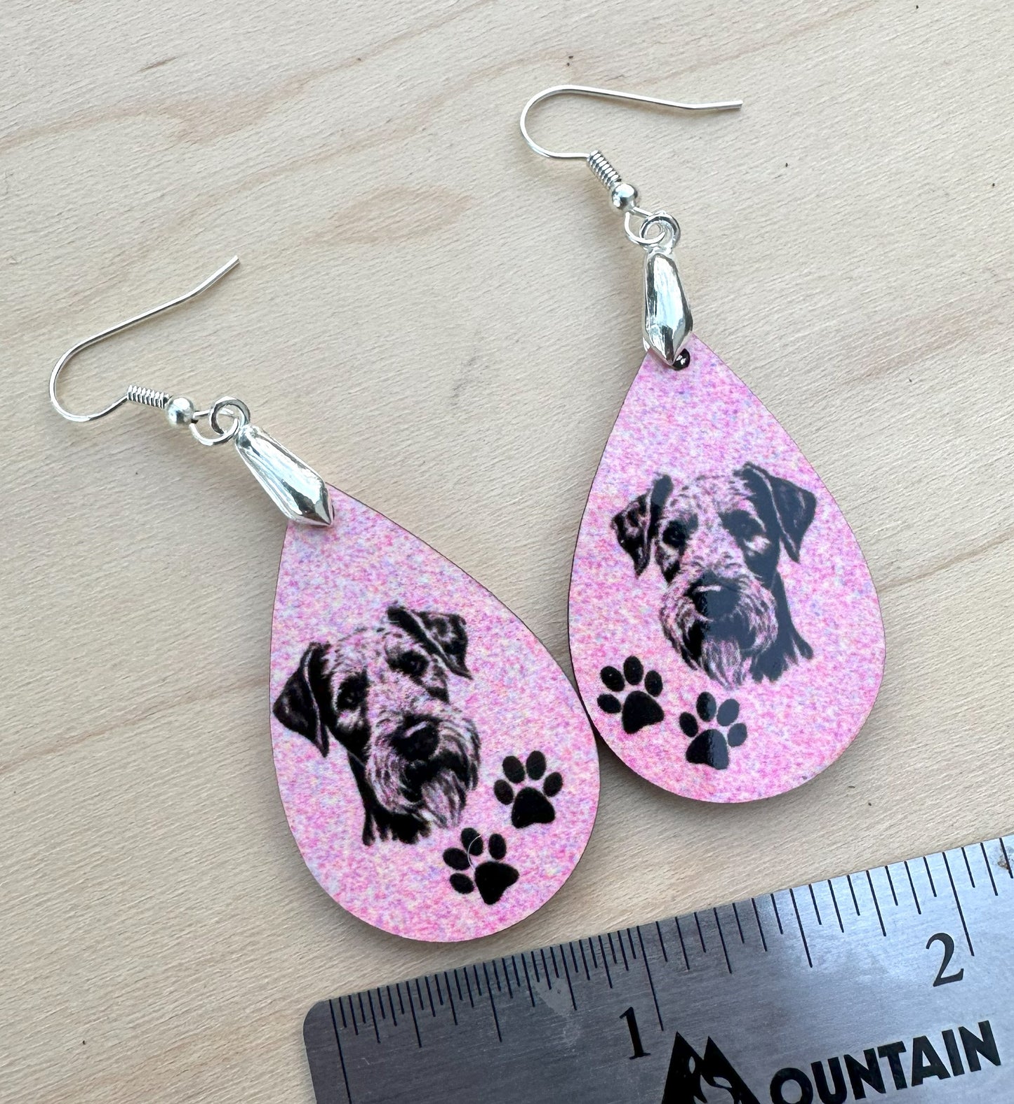 Airedale Terrier Dog Breed Earrings, Silver Plated Ear Wires