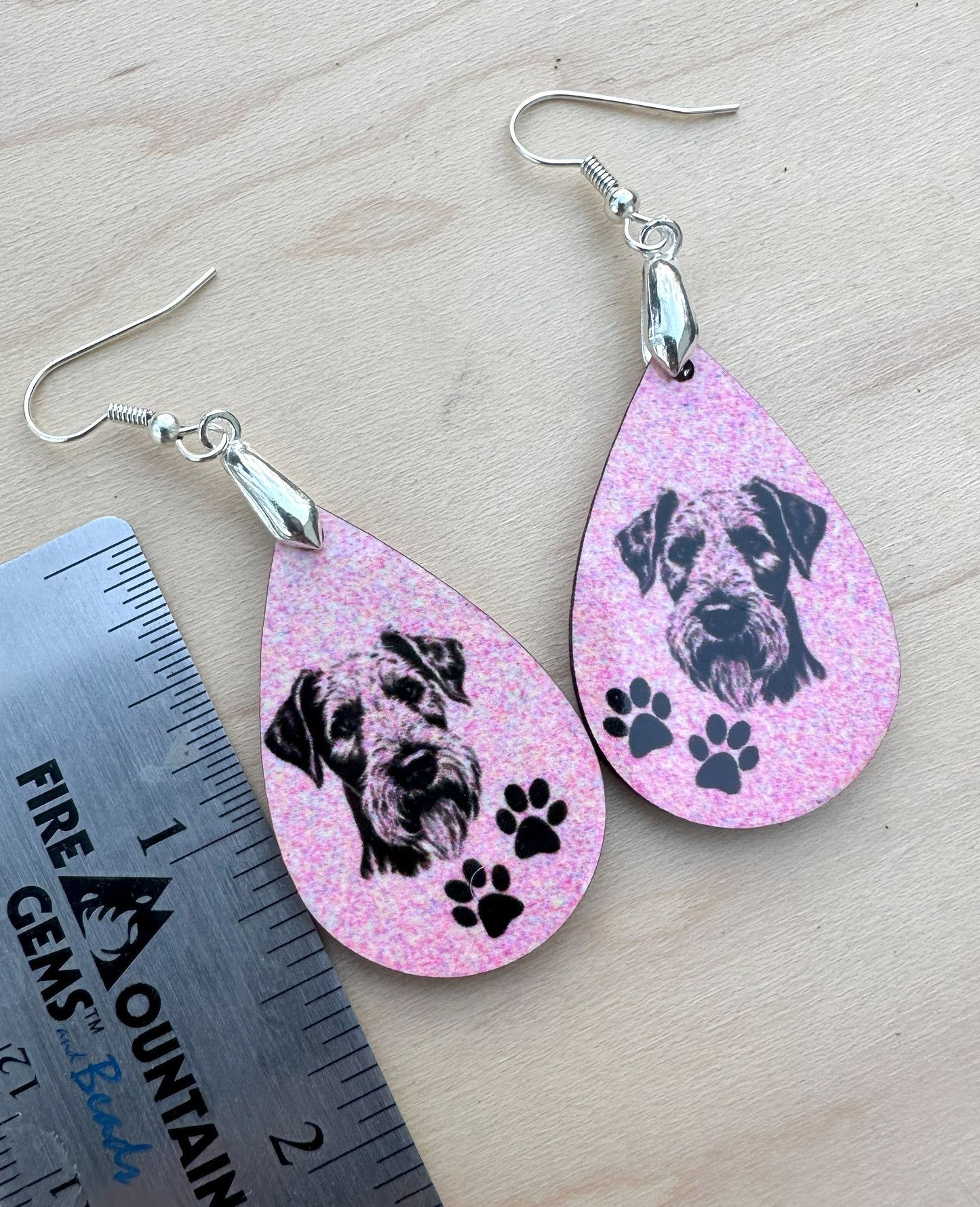 Airedale Terrier Dog Breed Earrings, Silver Plated Ear Wires