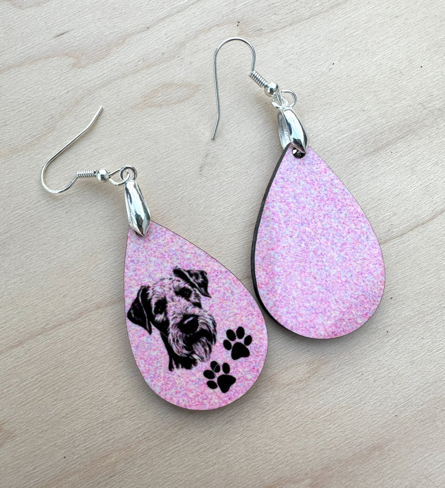 Airedale Terrier Dog Breed Earrings, Silver Plated Ear Wires
