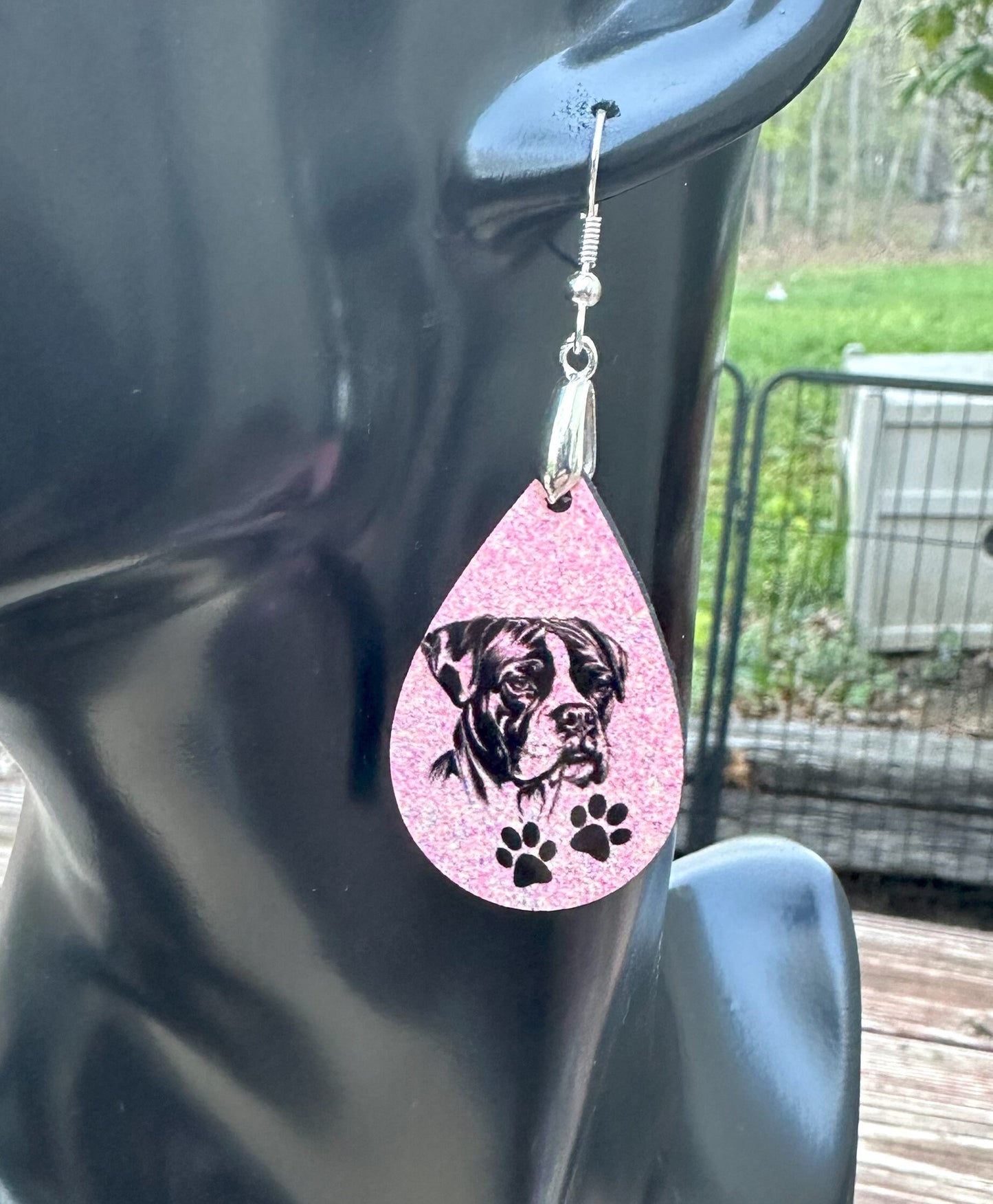 Boxer Dog Breed Earrings, Silver Plated Ear Wires