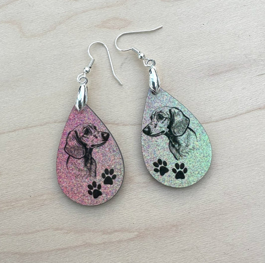 Dachshund Dog Breed Earrings, Silver Plated Ear Wires