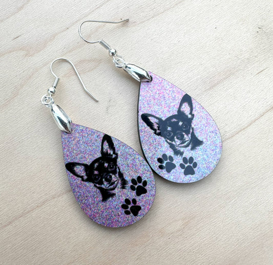 Chihuahua Dog Breed Earrings, Silver Plated Ear Wires