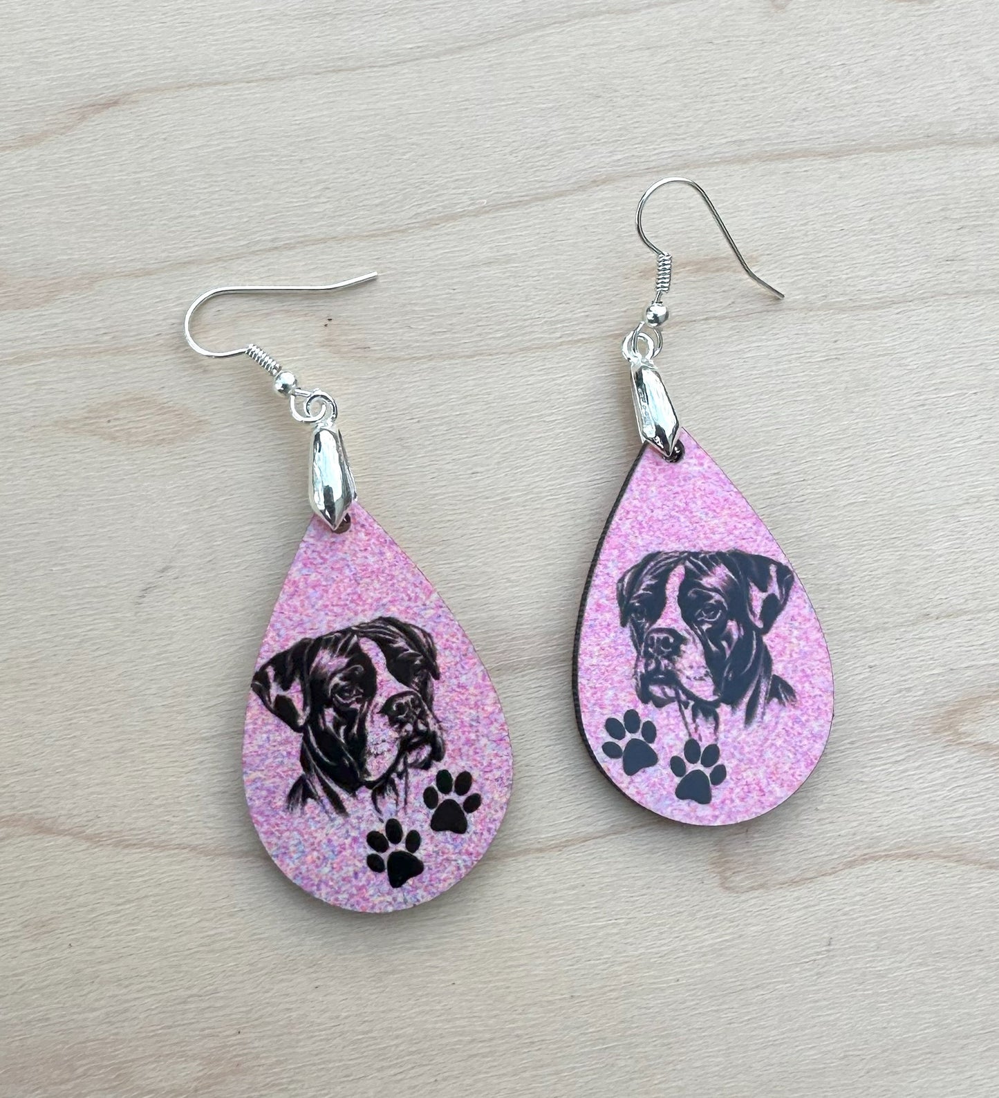Boxer Dog Breed Earrings, Silver Plated Ear Wires