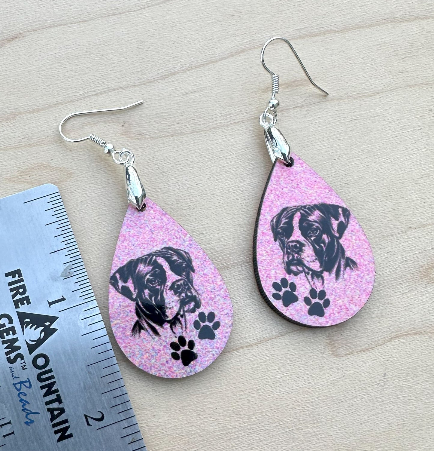 Boxer Dog Breed Earrings, Silver Plated Ear Wires