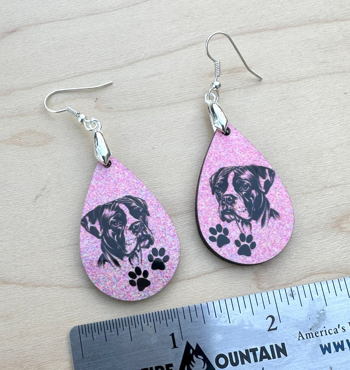 Boxer Dog Breed Earrings, Silver Plated Ear Wires