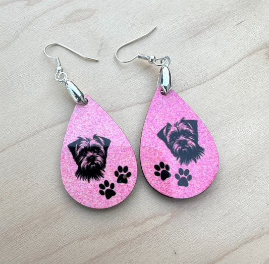 Affenpinscher Dog Breed Earrings, Silver Plated Ear Wires
