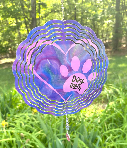 Personalized Dog Mom Aluminum Wind Spinner Gift, 8"