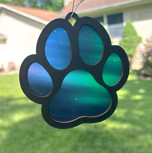 Dog Paw Sun Catcher, Northern Lights
