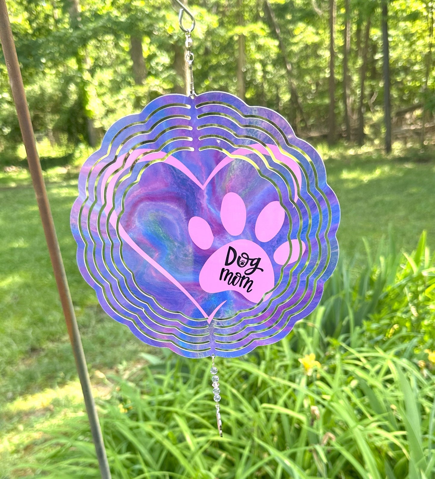 Personalized Dog Mom Aluminum Wind Spinner Gift, 8"