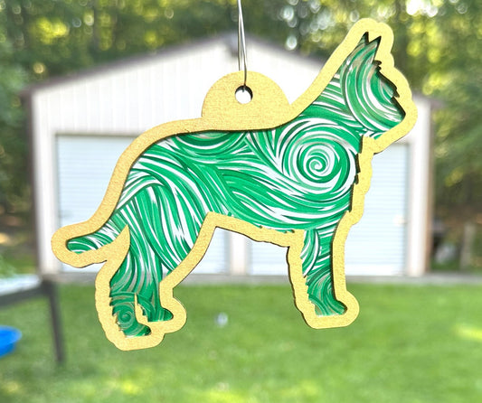 Berger Picard Sun Catcher, Gold and Green, Window Decoration