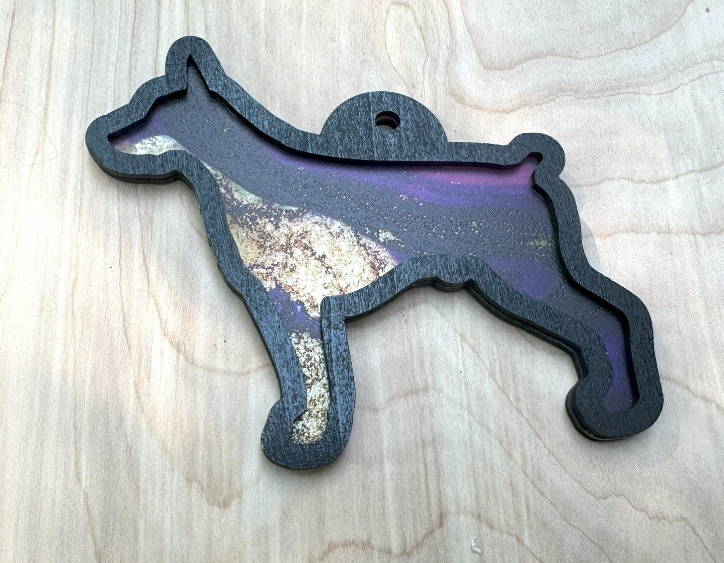 Doberman Pinscher Sun Catcher, Gold Rush Acrylic, Window Decoration