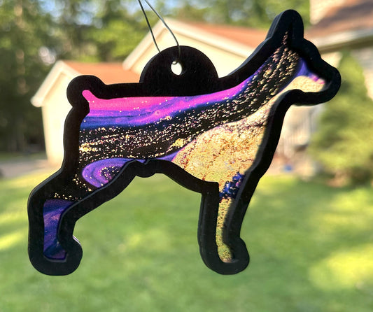 Doberman Pinscher Sun Catcher, Gold Rush Acrylic, Window Decoration