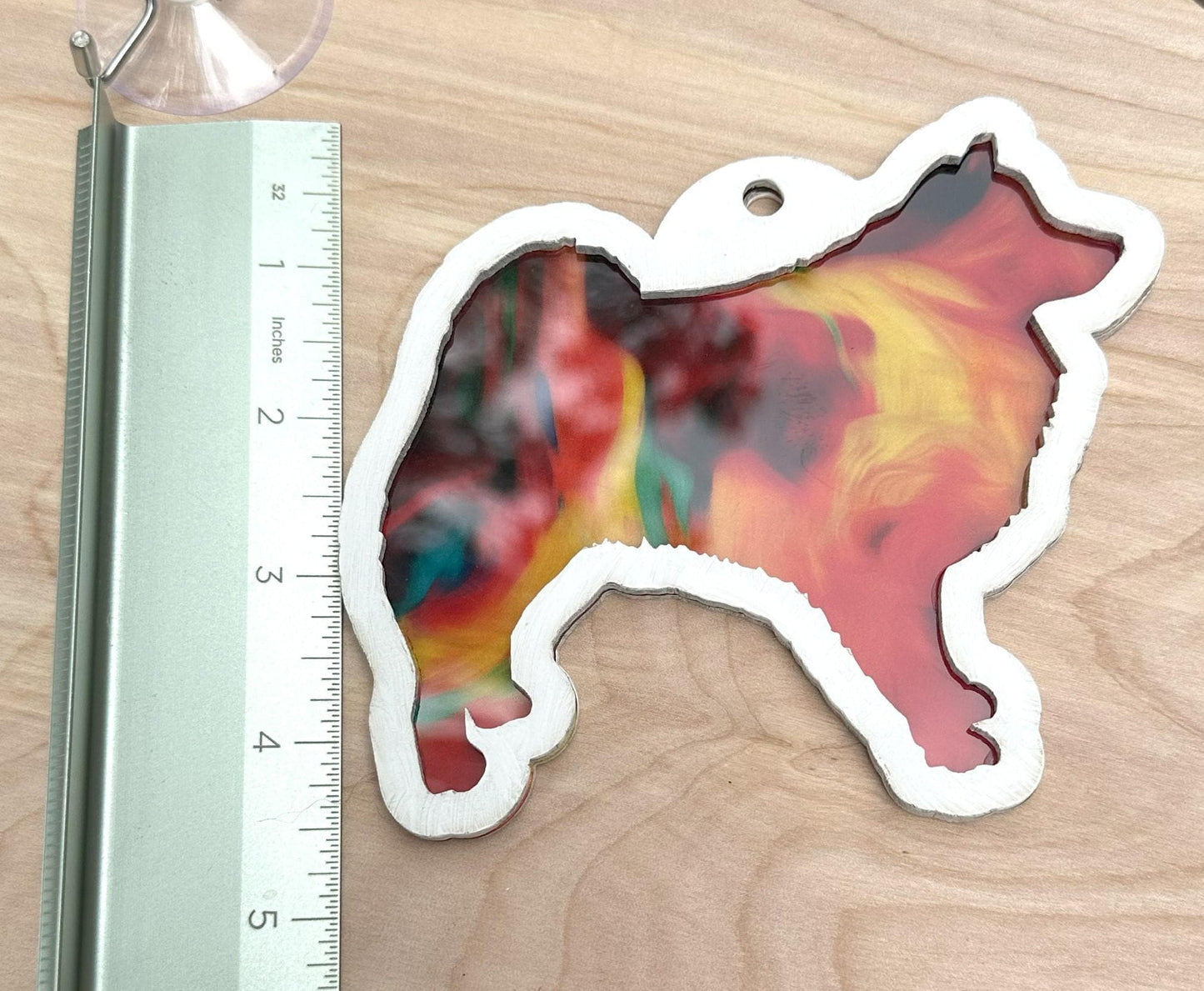 American Eskimo Suncatcher, Hand Painted Double Sided, Dog Lover Gift