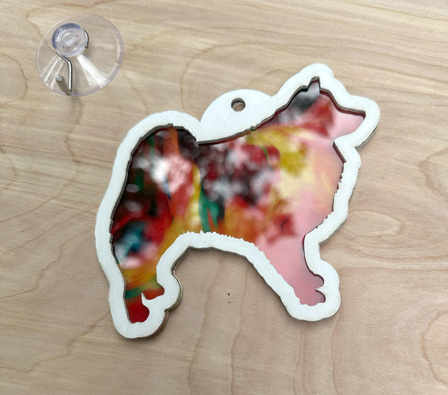 American Eskimo Suncatcher, Hand Painted Double Sided, Dog Lover Gift